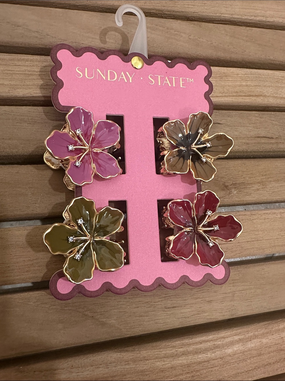 Sunday State Enameled Floral Metal Hair Clip Set of 4 Small